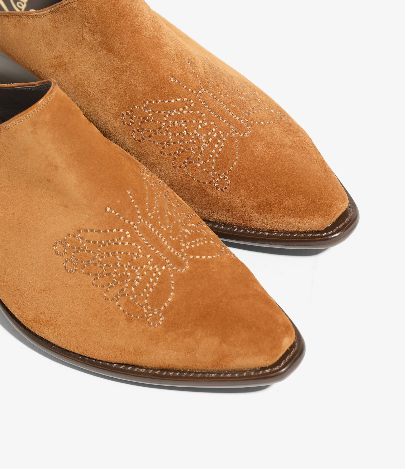 Heeled Papillon Stitched Mule - Suede – NEPENTHES ONLINE STORE