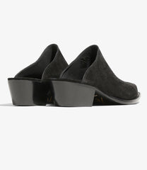 Heeled Papillon Stitched Mule - Suede