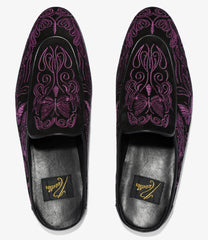 Suede Mule - Papillon Embroidery