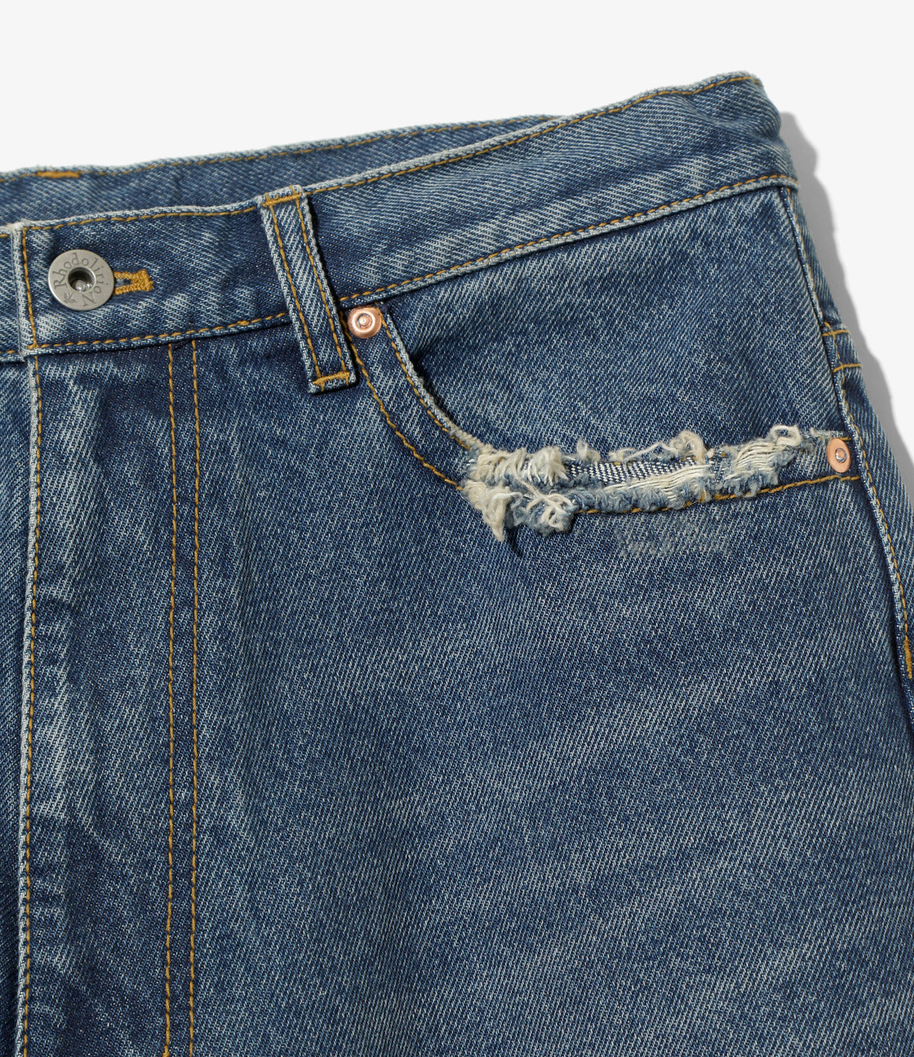 90’Loose Straight Pant - Damaged Denim
