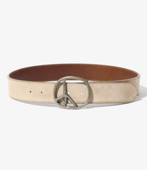 Peace Buckle Belt - Suede Lthr.