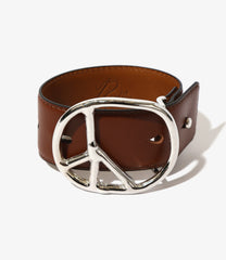 Peace Buckle Bracelet - Steer Leather