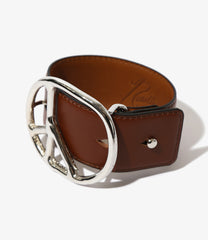 Peace Buckle Bracelet - Steer Leather