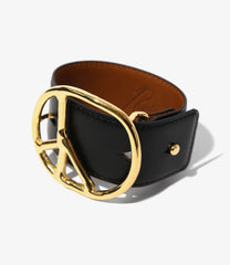 Peace Buckle Bracelet - Steer Lthr.
