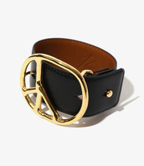 Peace Buckle Bracelet - Steer Lthr.