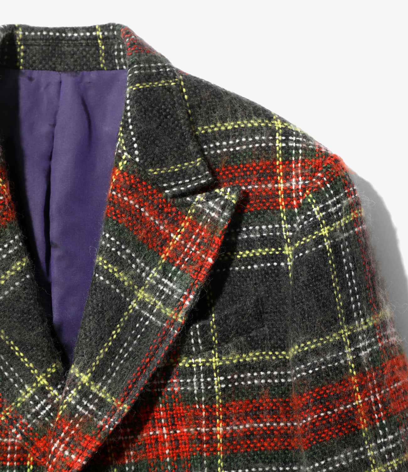 Peaked Lapel Short Jacket - Wool Shaggy Plaid – NEPENTHES ONLINE STORE