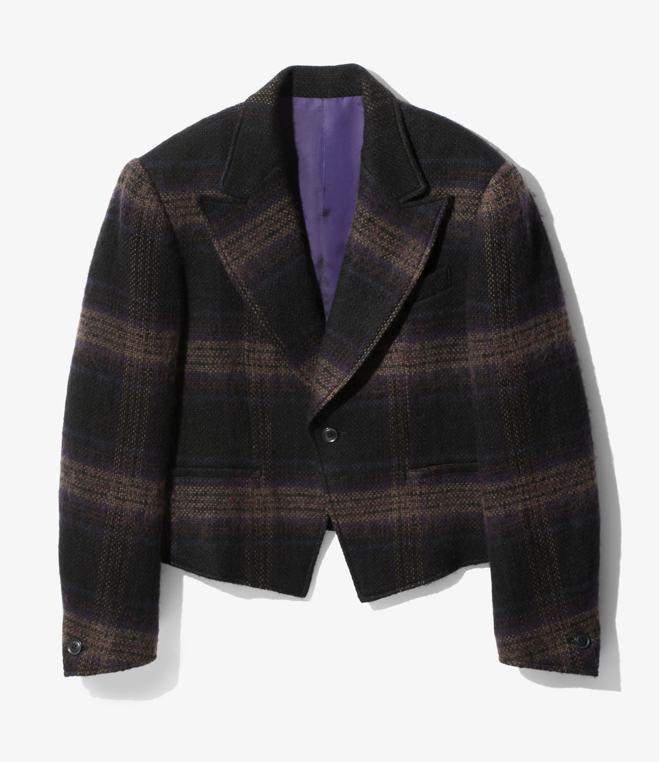 Peaked Lapel Short Jacket - Wool Shaggy Plaid – NEPENTHES ONLINE STORE