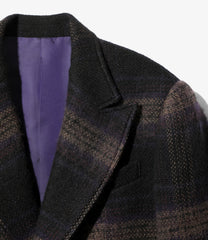 Peaked Lapel Short Jacket - Wool Shaggy Plaid