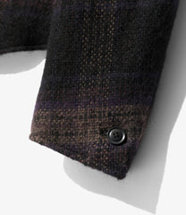 Peaked Lapel Short Jacket - Wool Shaggy Plaid