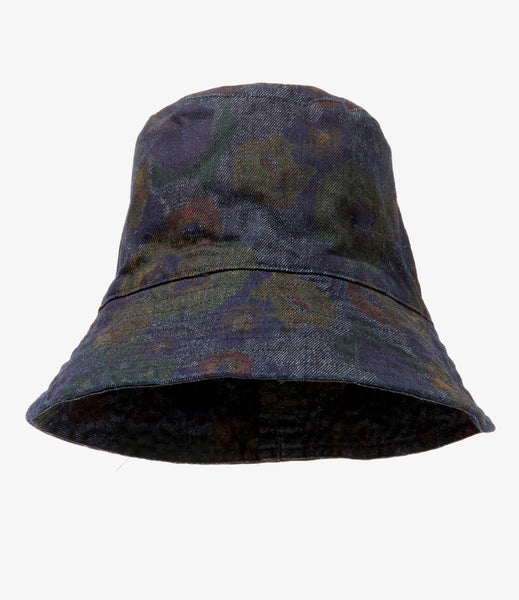 Bucket Hat - Floral Print Denim