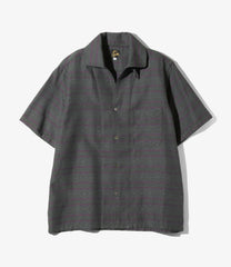 S/S Italian Collar Shirt - PE/C Fine Pattern Stripe Jq.