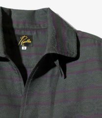 S/S Italian Collar Shirt - PE/C Fine Pattern Stripe Jq.