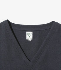 S.S. V Neck Shirt - Poly Oxford