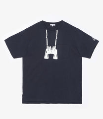 Printed Cross Neck T-Shirt-Binocular