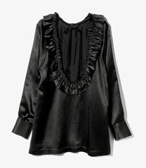 Frill Yoke Blouse - Acetate Sateen