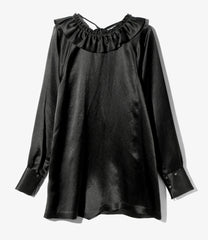 Frill Yoke Blouse - Acetate Sateen