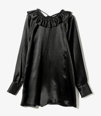 Frill Yoke Blouse - Acetate Sateen