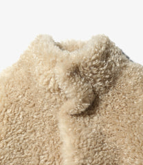 Eco Fur Stand Up Collar Coat - Solid