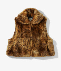 Eco Fur Short Length Vest - Leopard