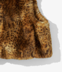 Eco Fur Short Length Vest - Leopard