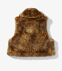 Eco Fur Short Length Vest - Leopard