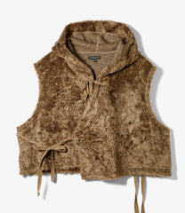 Hooded Knit Vest - Acrylic Curly Fur