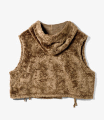 Hooded Knit Vest - Acrylic Curly Fur