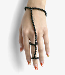 Ring & Bracelet - Black Beads