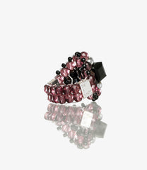 Square Crystal Beads Ring-925 Silver