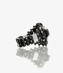 Square Crystal Beads Ring-925 Silver