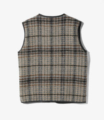 W.U. Piping Vest - Plaid Tweed