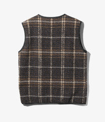 W.U. Piping Vest - Plaid Tweed