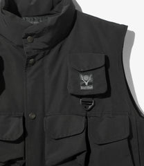 Multi Pocket Zipped Down Vest- Grosgrain