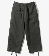 String Cuff Balloon Pant-Poly Herringbone