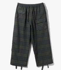 String Cuff Balloon Pant - Poly Plaid Twill