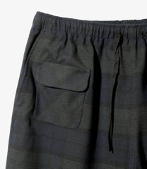 String Cuff Balloon Pant - Poly Plaid Twill