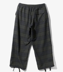 String Cuff Balloon Pant - Poly Plaid Twill