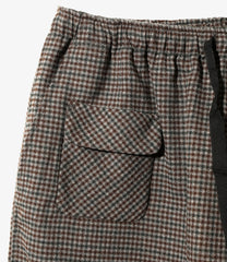 String Cuff Balloon Pant - Poly Plaid Twill