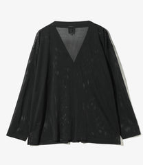 V-Neck Cardigan - Knit Mesh