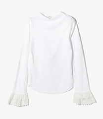 Ribbed Lace Cuff Pullover Tee