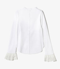 Ribbed Lace Cuff Pullover Tee