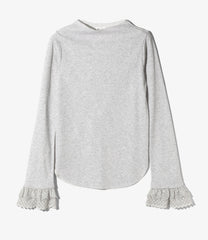 Ribbed Lace Cuff Pullover Tee