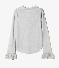 Ribbed Lace Cuff Pullover Tee
