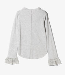 Ribbed Lace Cuff Pullover Tee