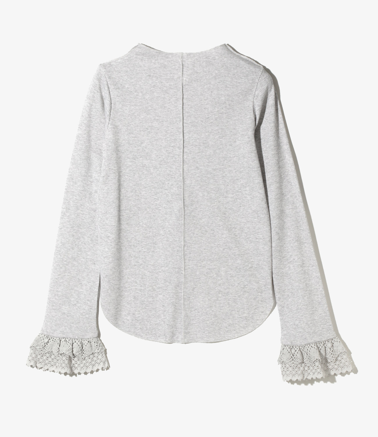 Ribbed Lace Cuff Pullover Tee