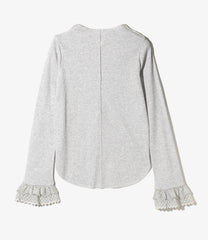 Ribbed Lace Cuff Pullover Tee