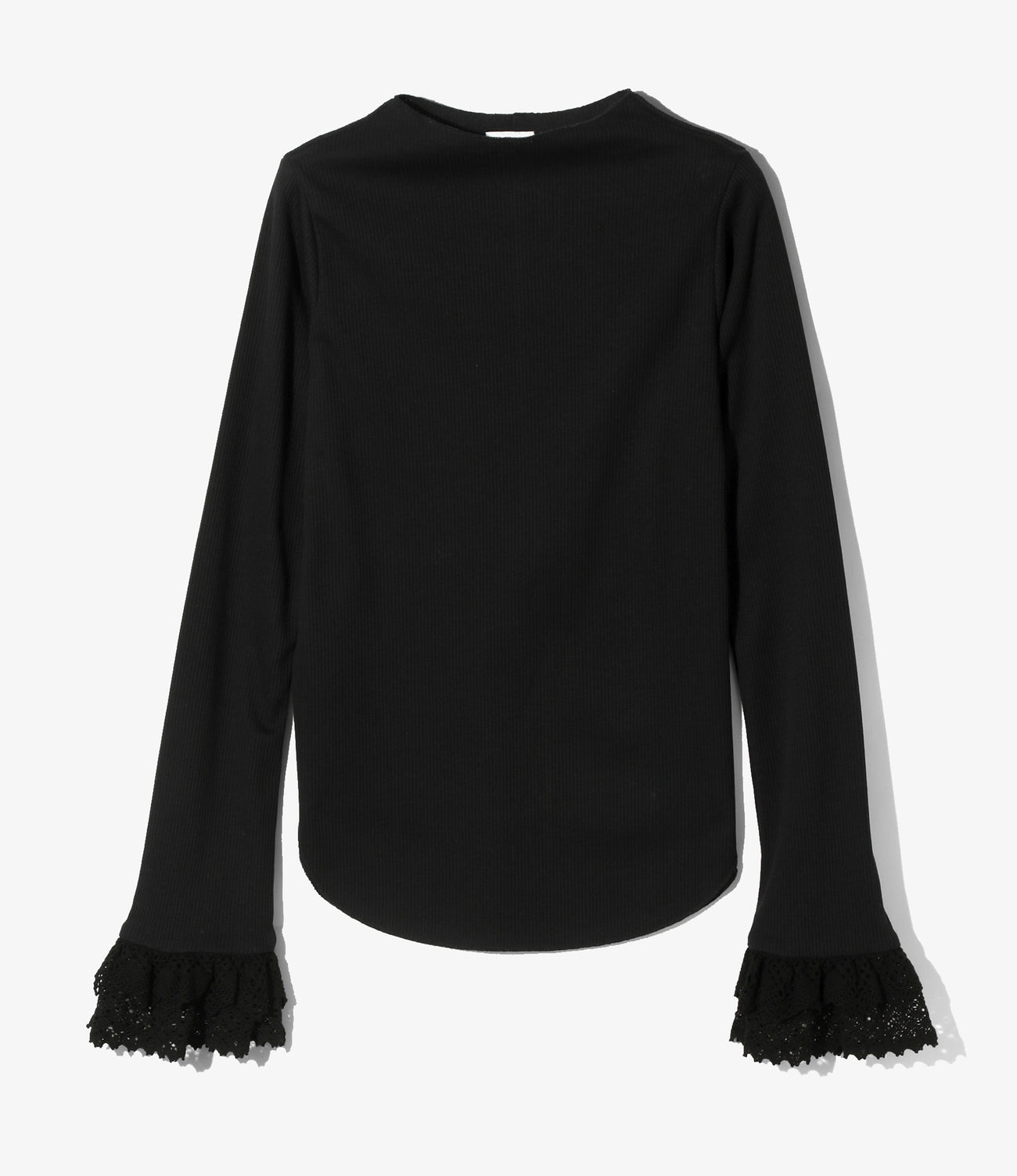 Ribbed Lace Cuff Pullover Tee