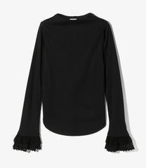 Ribbed Lace Cuff Pullover Tee