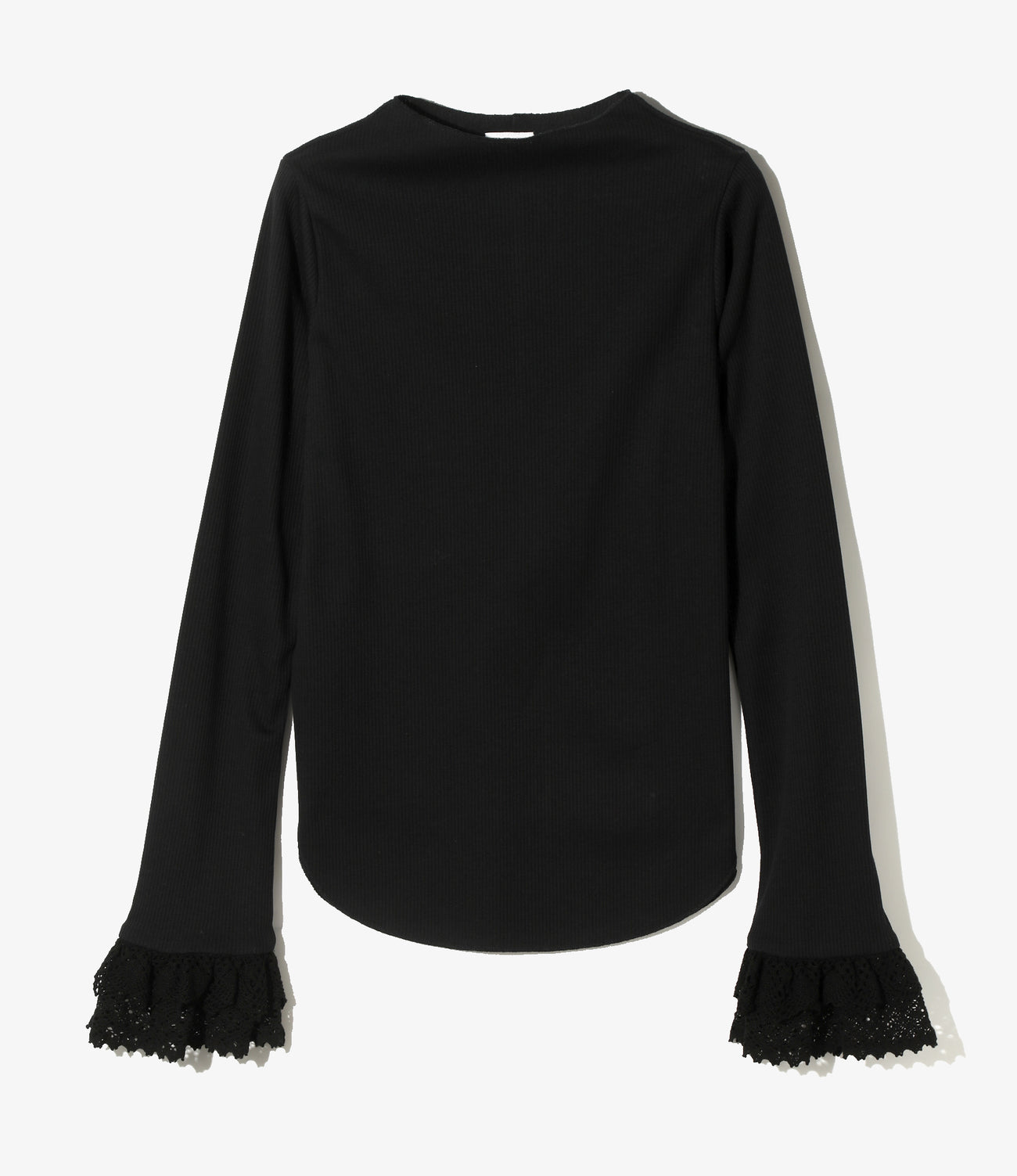 Ribbed Lace Cuff Pullover Tee