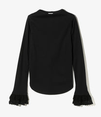Ribbed Lace Cuff Pullover Tee